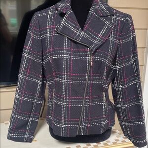 NWT Bandolino Liverpool Plaid Zip-Front Moto Jacket